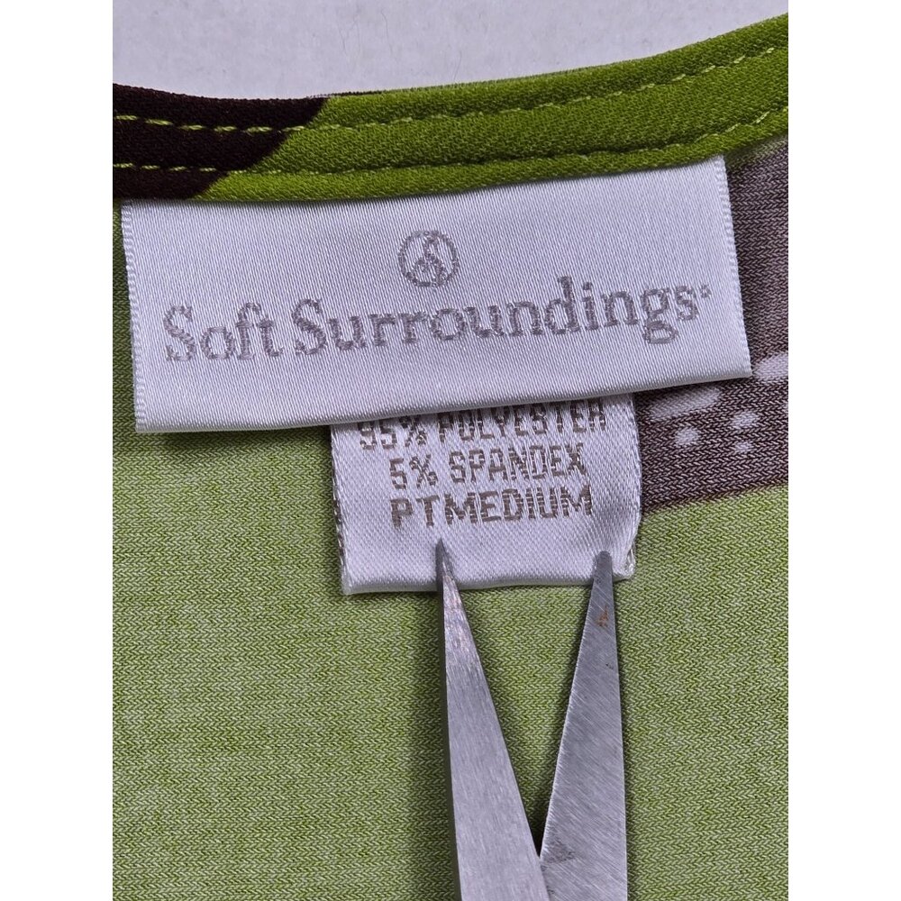 Soft Surroundings Sleeveless Lime Green Brown White Floral Maxi Dress Petite M - Picture 2 of 4